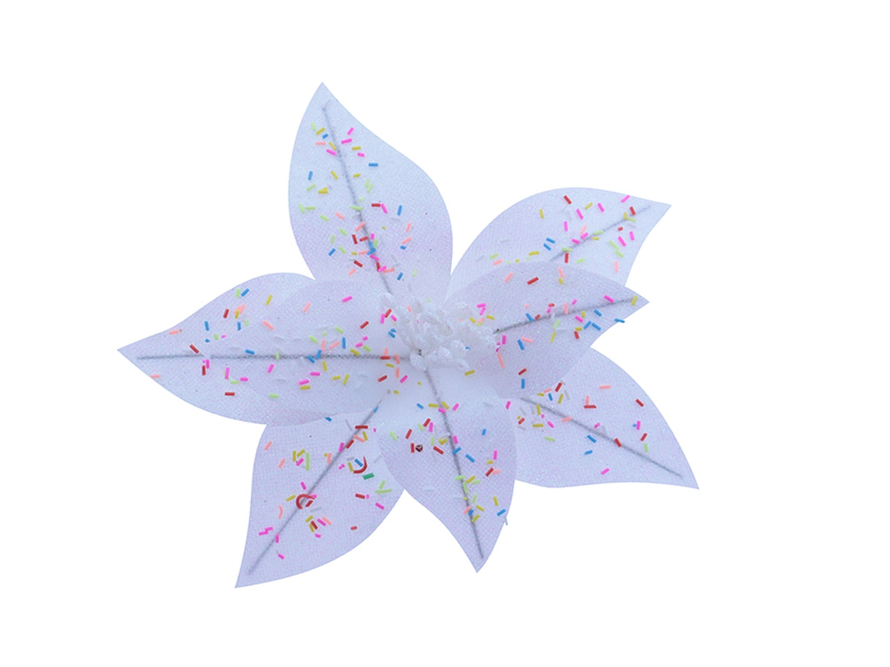 Fiore con gambo corto e 8 petali candy - bianco