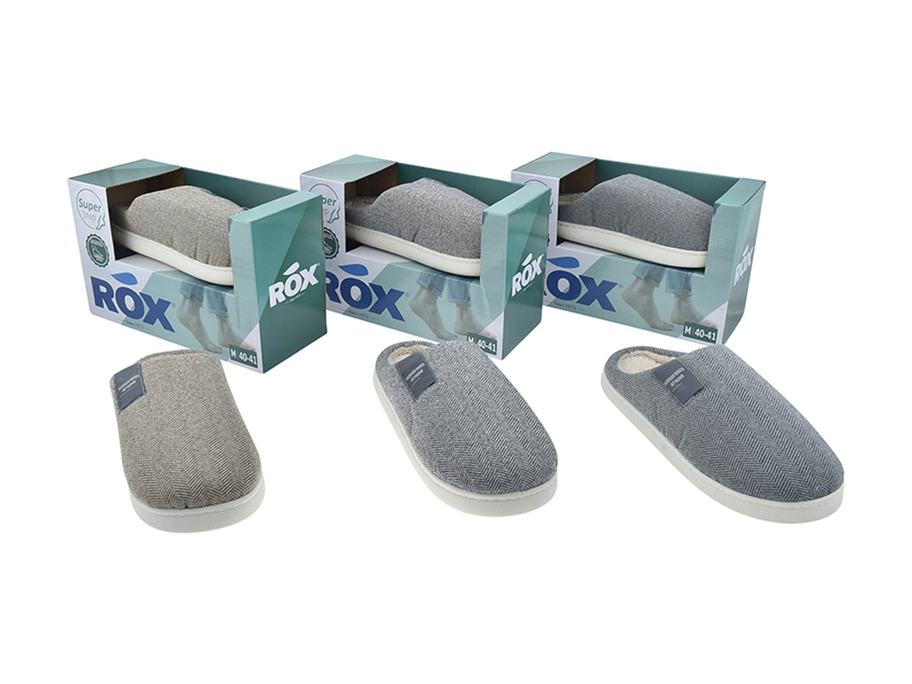 Pantofola rox da uomo 40/45 in 3 assortimenti