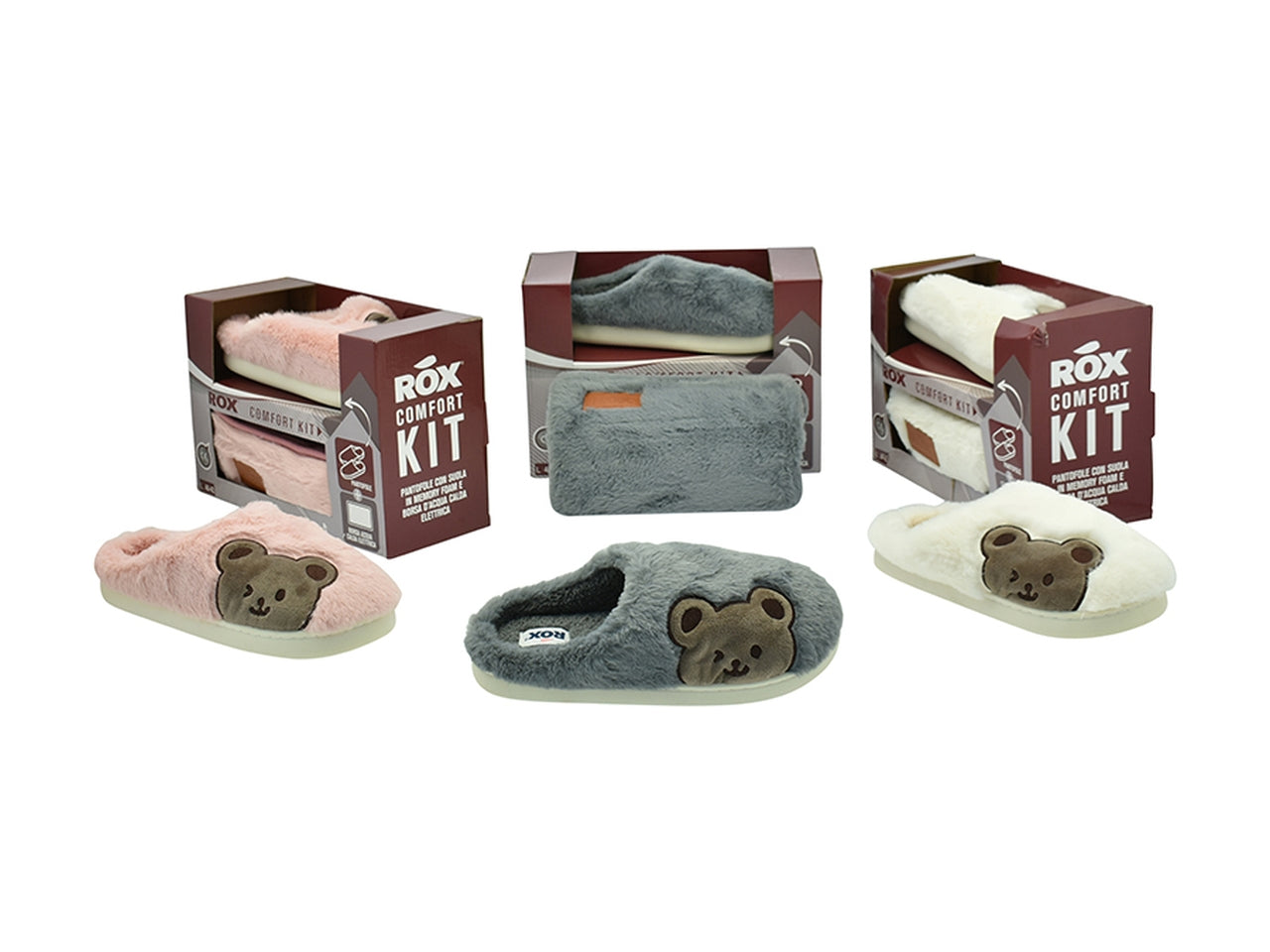 Set borsa acqua calda + pantofola donna 36/41 in 3 assortimenti