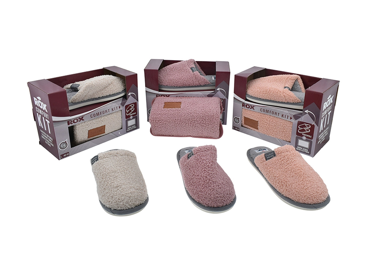 Set borsa acqua calda + pantofola donna 36/41 in 3 assortimenti