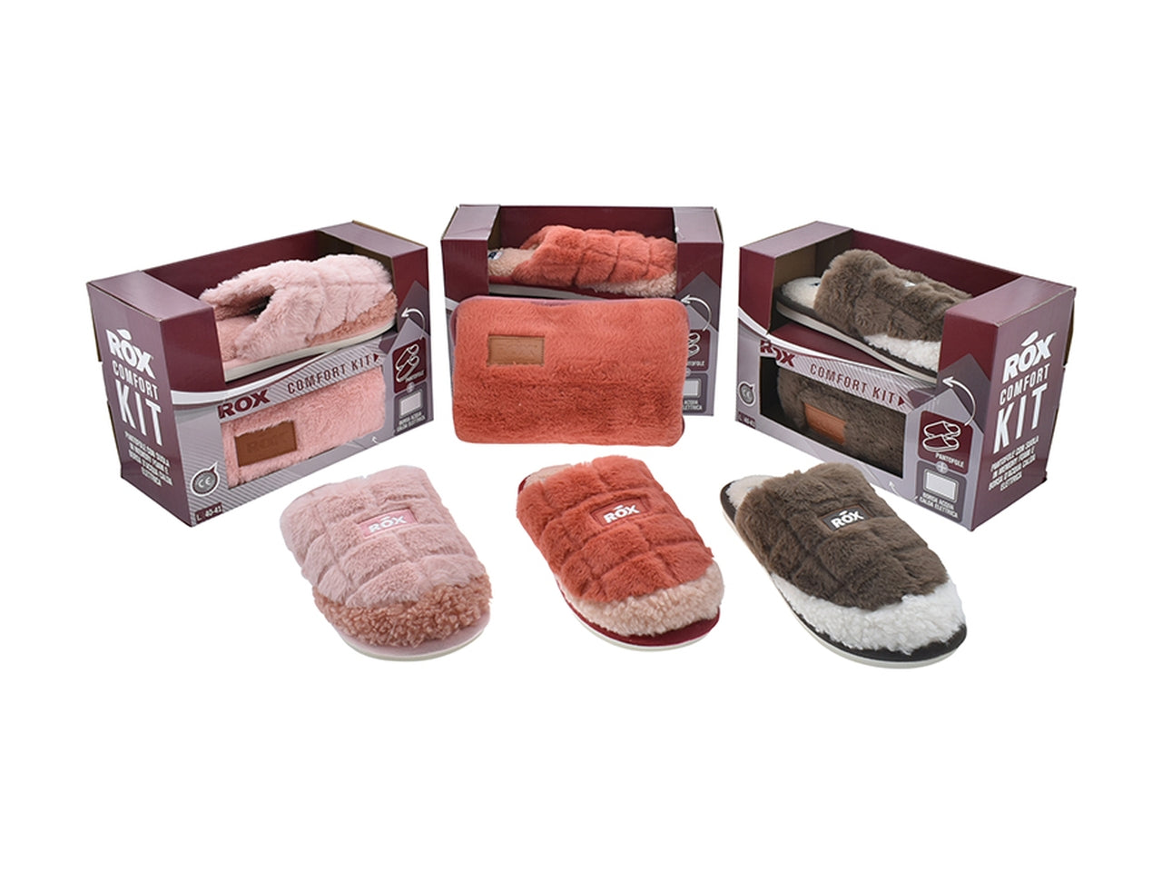 Set borsa acqua calda + pantofola donna 36/41 in 3 assortimenti