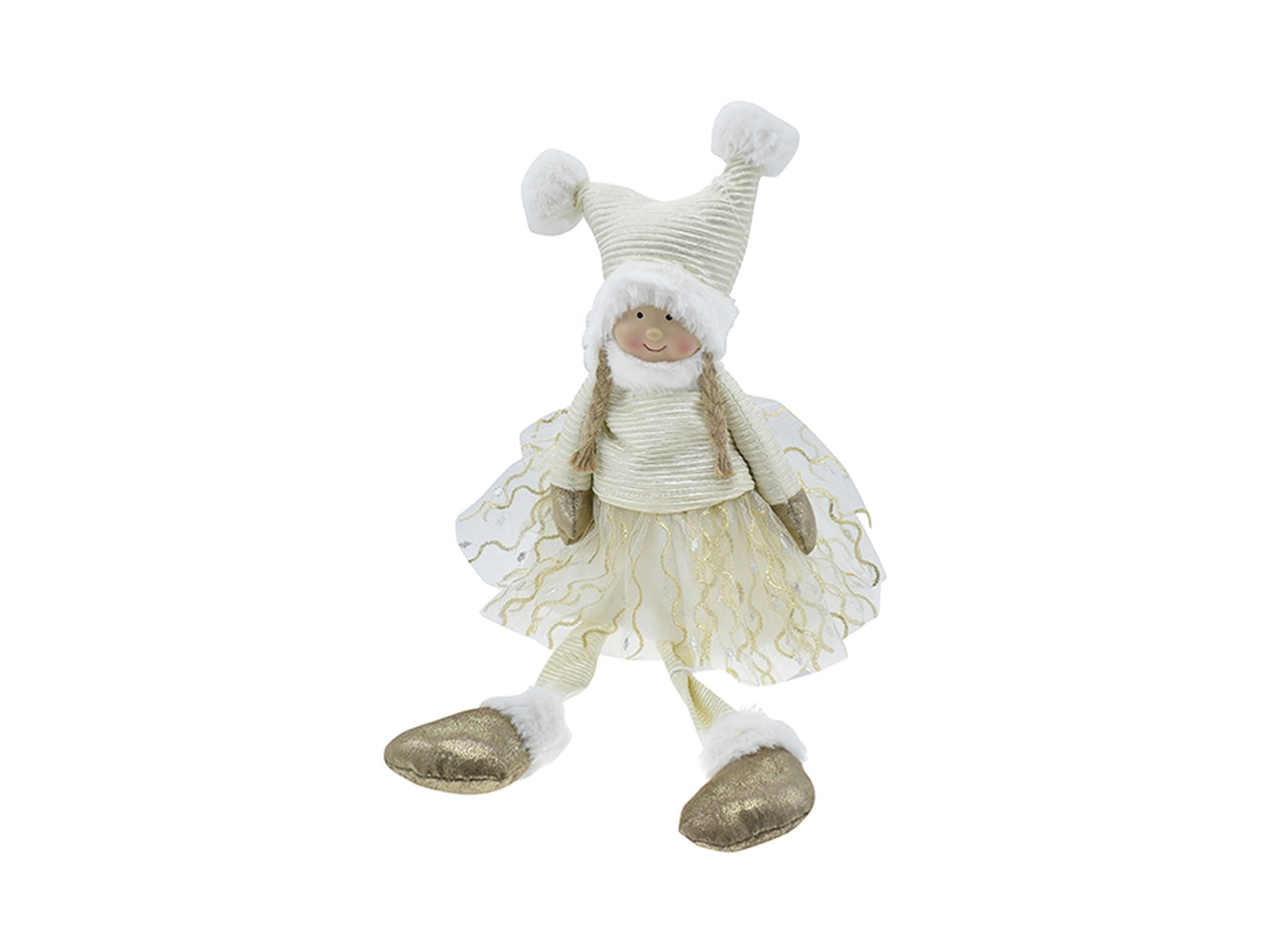 Bambola con ganbe lunghe 18x16x46cm - panna