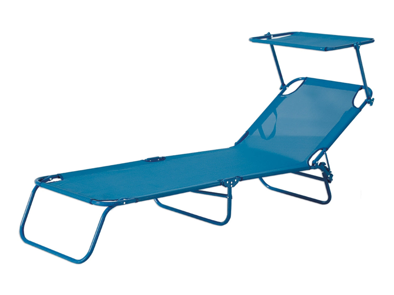 Lettino mare acciaio/txt con parasole 1x1 188x55x24cm blu