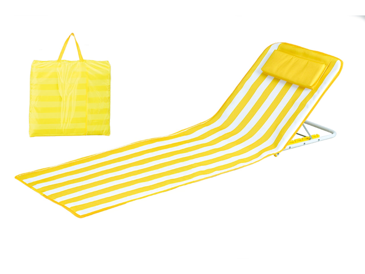 Lettino beach mat 145x47x41cm oxford strisce gialle