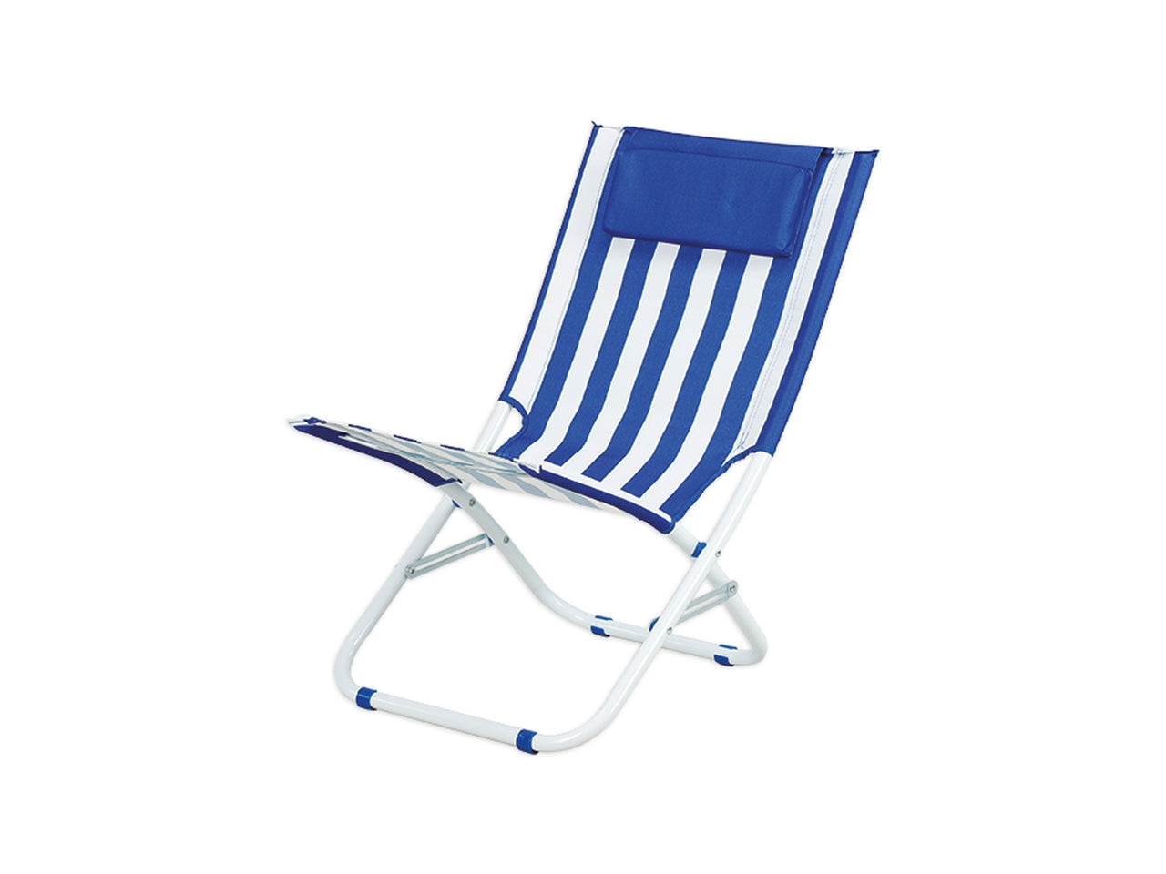 Spiaggina oxford/acciaio con cuscino 22mm h.72cm strisce blu