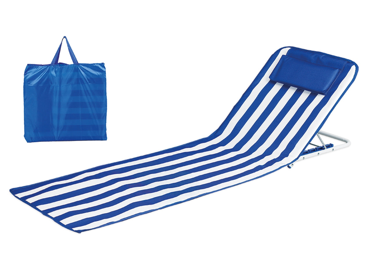 Lettino beach mat 145x47x41cm oxford strisce blu