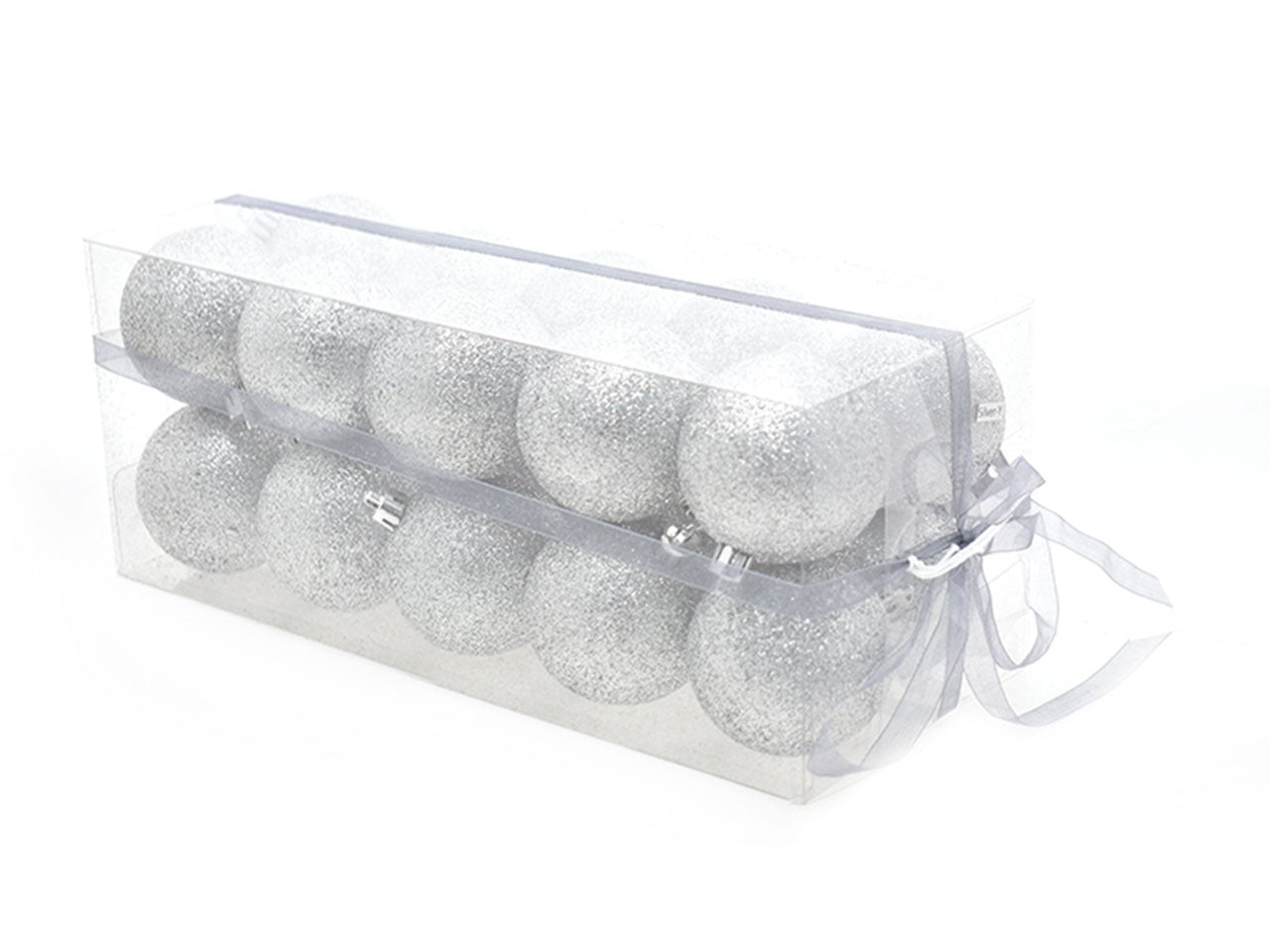 Palle di natale misura 6cm con glitter colore argento - la confezione comprende 20 palle di natale