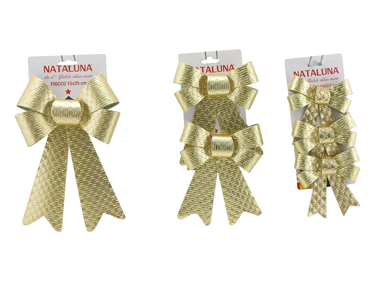 Fiocco natalizio in 3 misure assortite oro