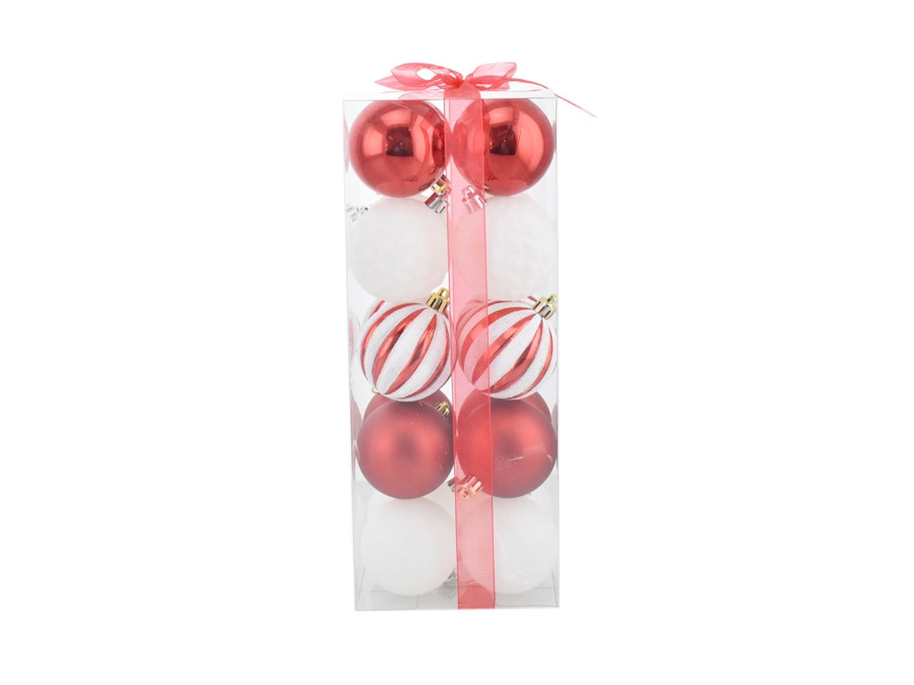 Palle di natale misura 6cm combinazione di .spicchi bianco e rosso - la confezione comprende 20 palle di natale