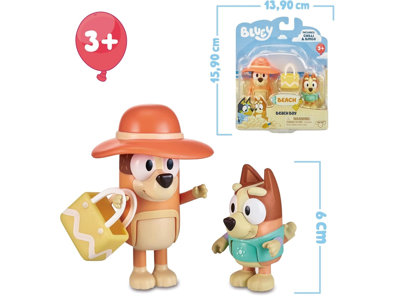 Set Bluey - Composto Da Mamma Chilly E Bingo A Tema Beach. I Personaggi Sono Articolati E Altri Dai 6 Agli 8 Cm, Per Bambini A Partire Dai 3 Anni - Giochi Preziosi