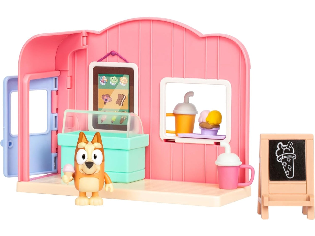 Mini Playset Bluey - Tema Gelateria Con Bingo Personaggio Articolato Da 6 Cm Ricco Di Tanti Accessori E Adesivi, Per Bambini A Partire Da 3 Anni - Giochi Preziosi