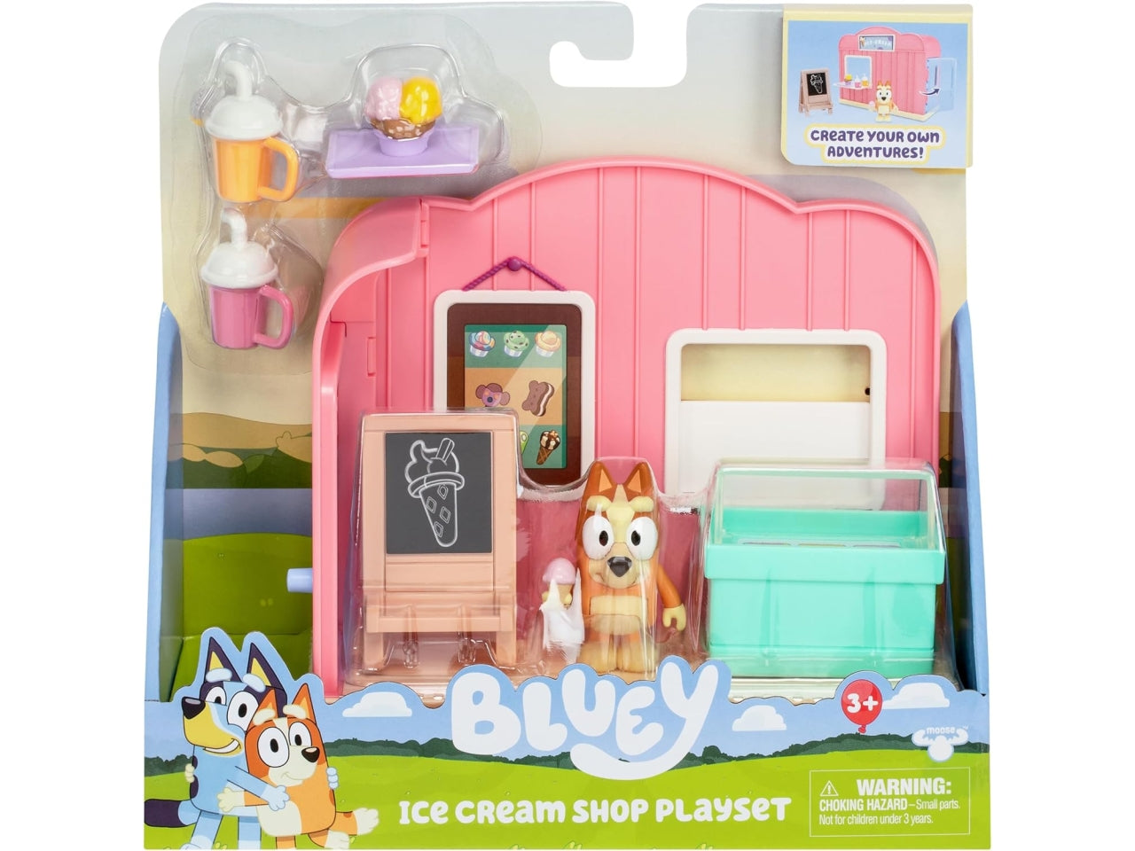 Mini Playset Bluey - Tema Gelateria Con Bingo Personaggio Articolato Da 6 Cm Ricco Di Tanti Accessori E Adesivi, Per Bambini A Partire Da 3 Anni - Giochi Preziosi