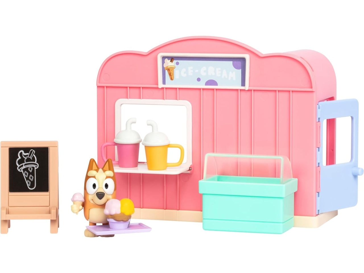 Mini Playset Bluey - Tema Gelateria Con Bingo Personaggio Articolato Da 6 Cm Ricco Di Tanti Accessori E Adesivi, Per Bambini A Partire Da 3 Anni - Giochi Preziosi
