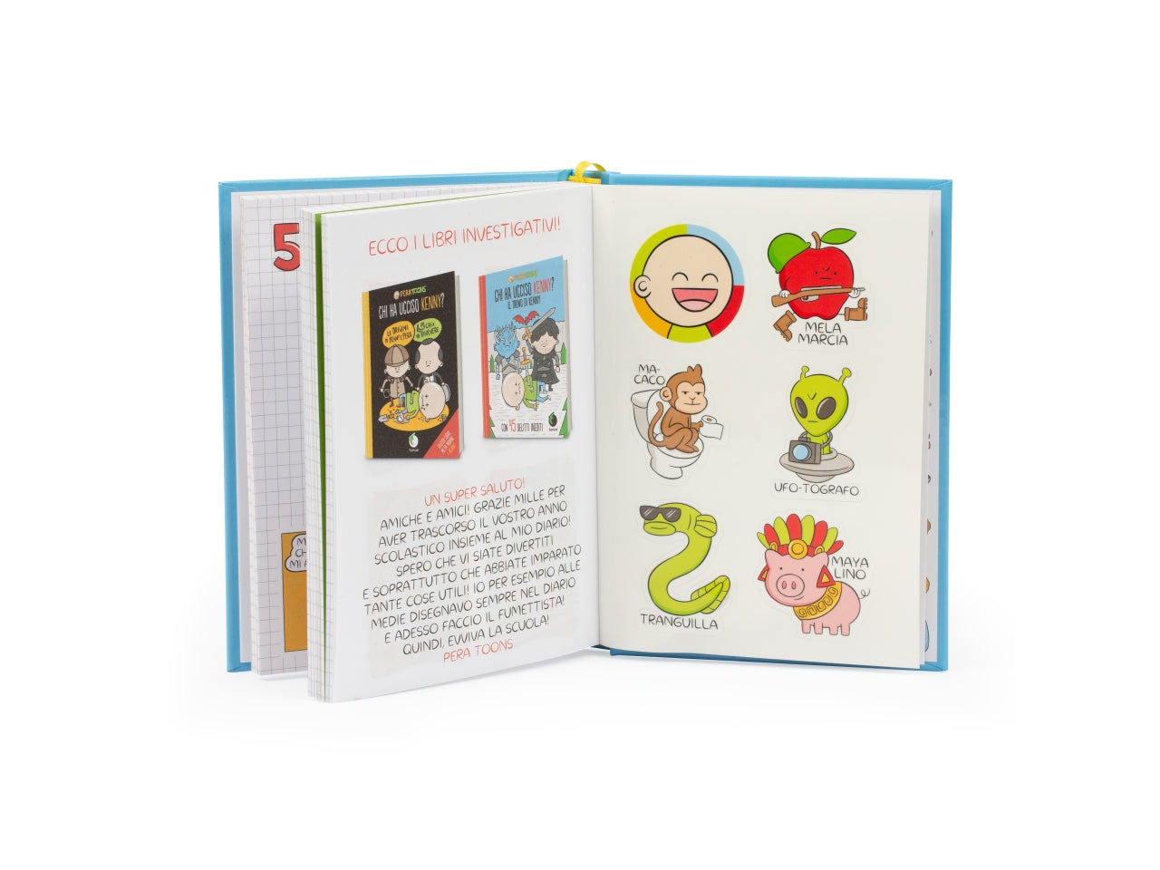 Diario Scuola 2024/2025 Pera Toons, Interni con Battute e Stickers Originali Pera Toons, Agenda Rigida 10 Mesi Non Datata con Segnalibro, Diario Elementari e Medie 24/25 - Giochi Preziosi