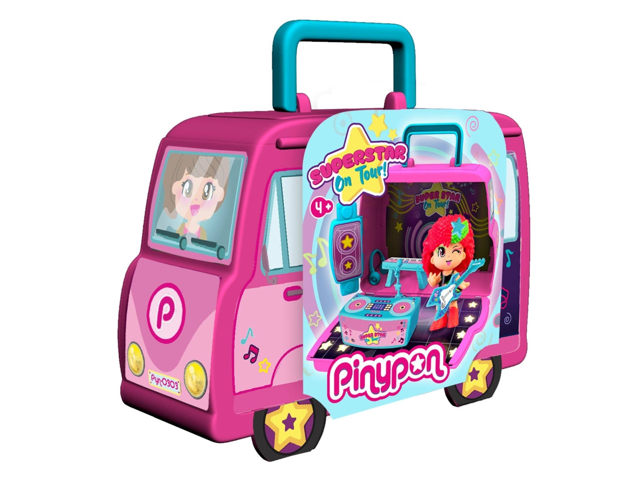 Pinypon Super Star On Tour - Valigetta con Personaggio e Accessori, Multicolor, Età 4+, Famosa