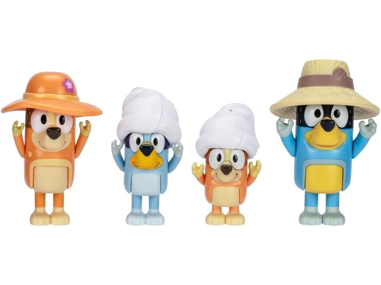 Bluey 4 personaggi trip - Il set 4 personaggi a tema vacanza con i protagonisti - Giochi Preziosi