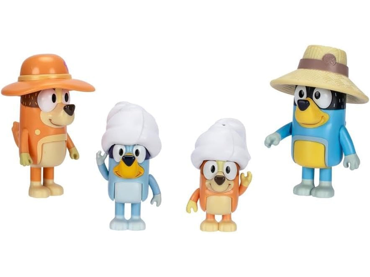 Bluey 4 personaggi trip - Il set 4 personaggi a tema vacanza con i protagonisti - Giochi Preziosi