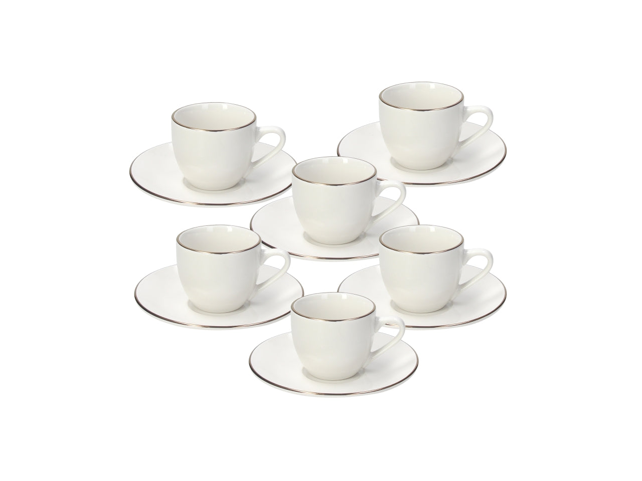 Tazze da caffe' con piattino madison fascetta oro set da 6 tazzine