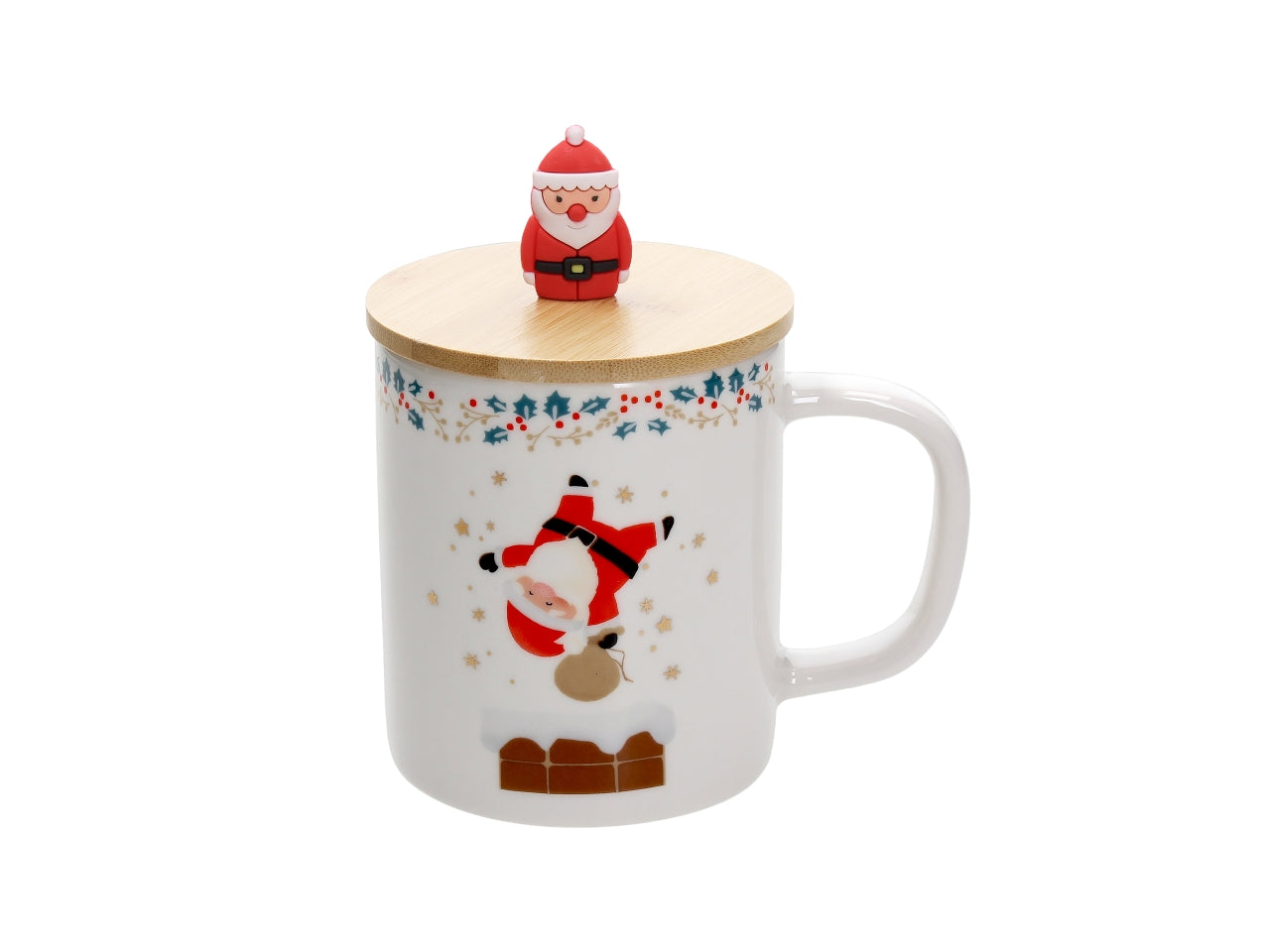 Tognana mug natalizia da 400cc con coperchio in bamboo e silicone