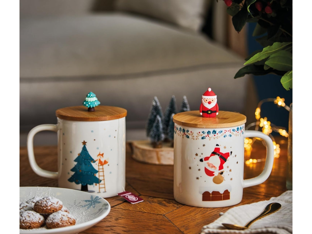 Tognana mug natalizia da 400cc con coperchio in bamboo e silicone