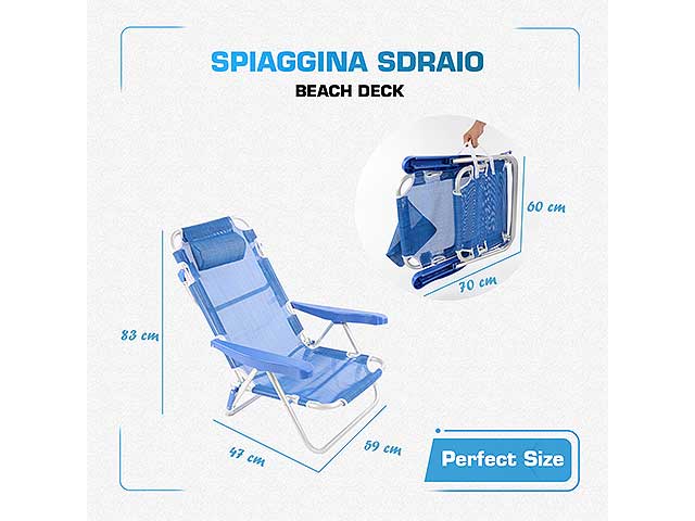 Sedia da mare textilene alluminio 53x61x81cm
