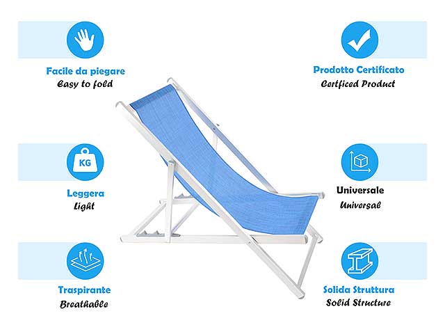 Sedia da mare relax 98x68x106cm