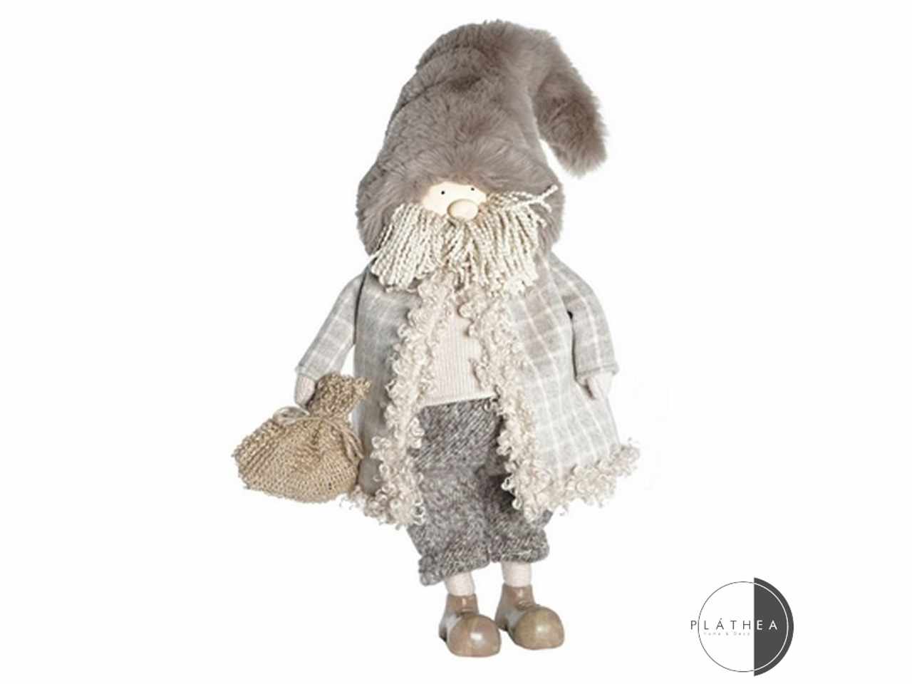 Babbo natale beige / grigio h.66cm poliestere