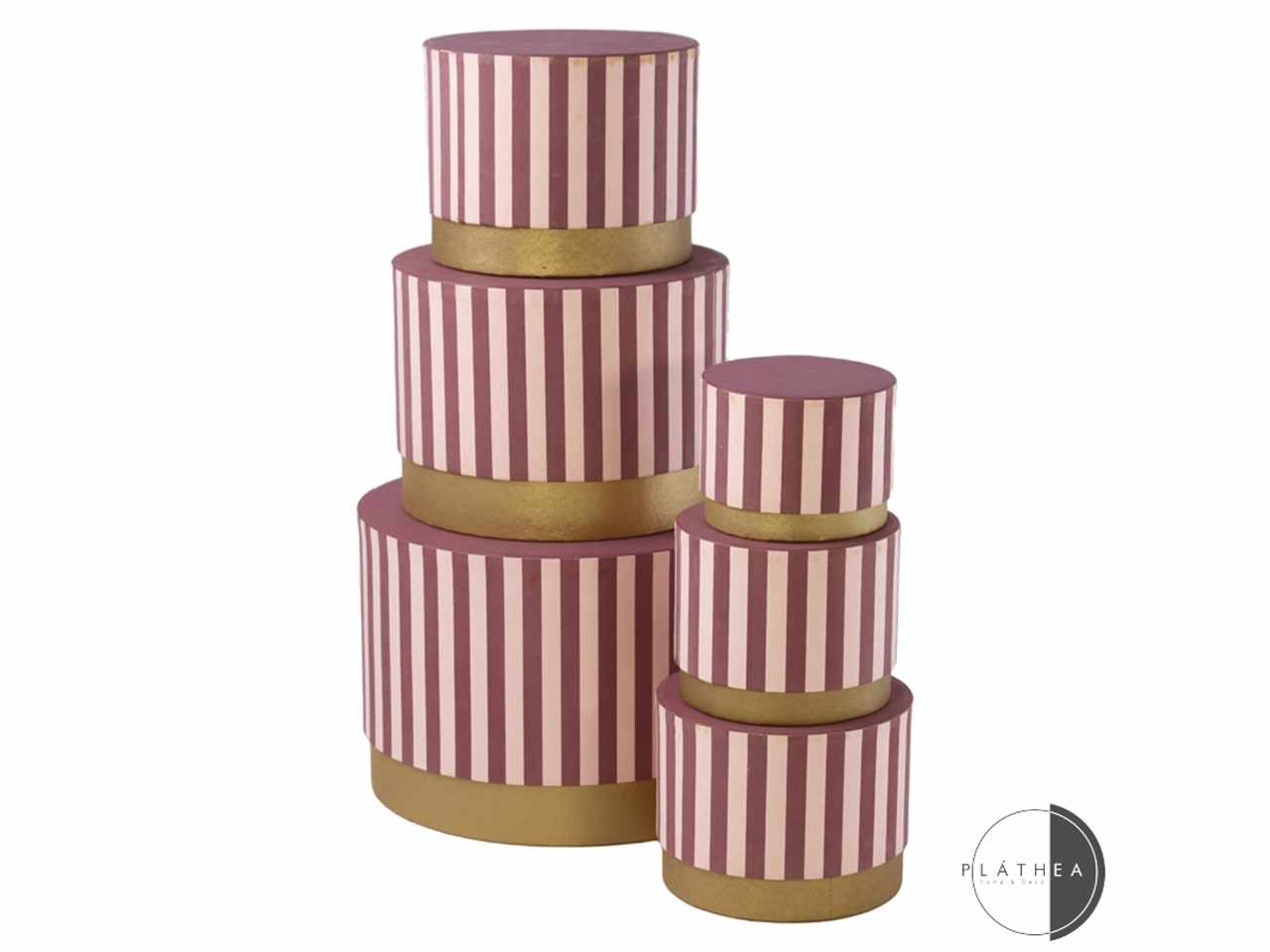 Scatola a righe rosa in cartone 6pezzi