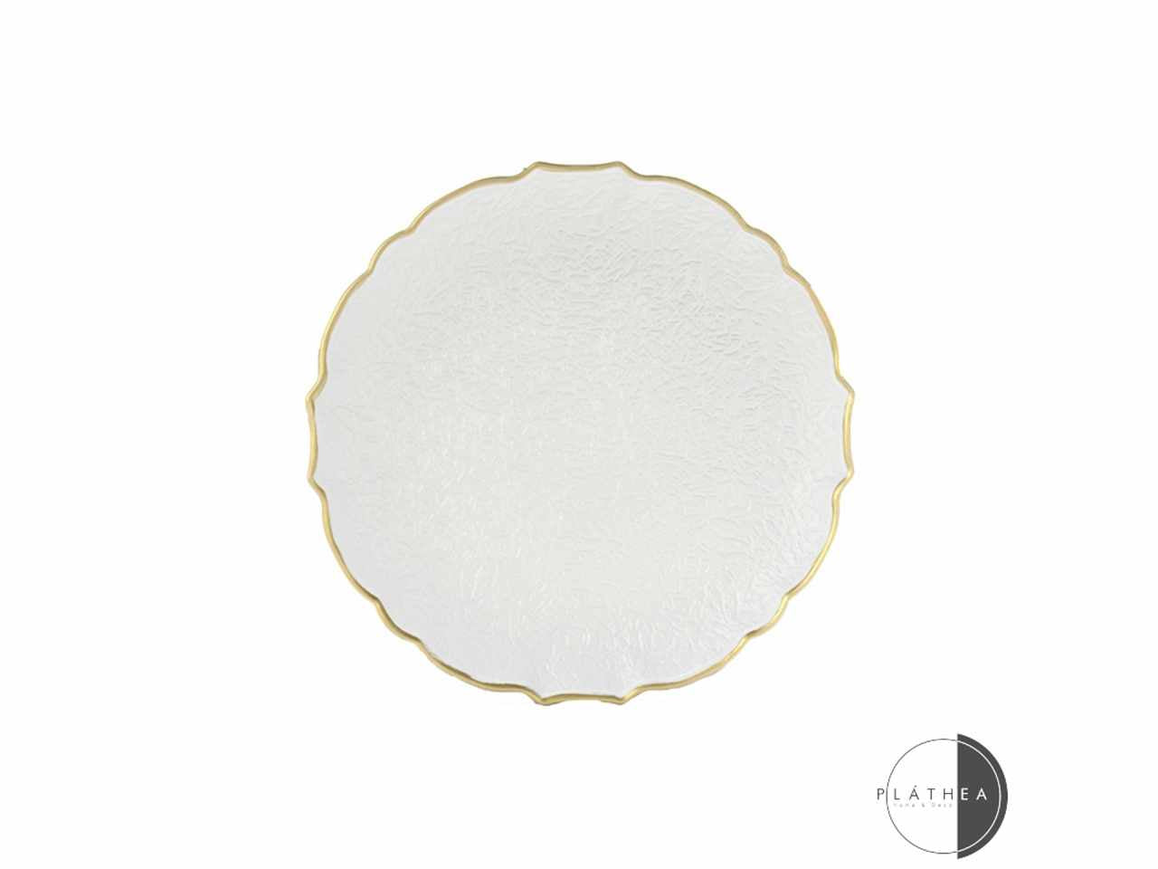 Sottopiatto bianco/ oro d.33cm in pvc