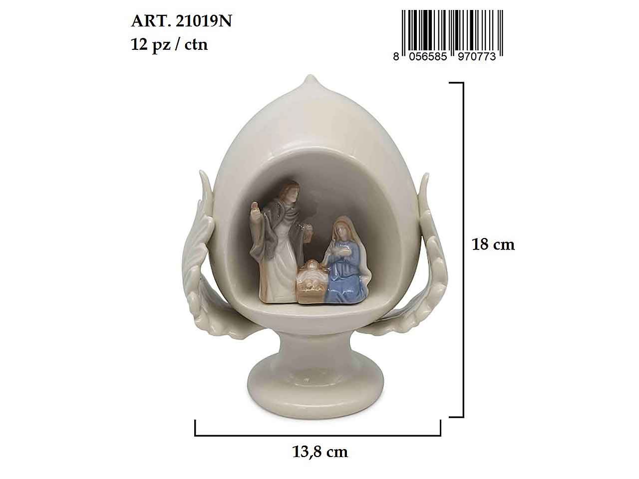 Pumo bianco con nativita' 18cm