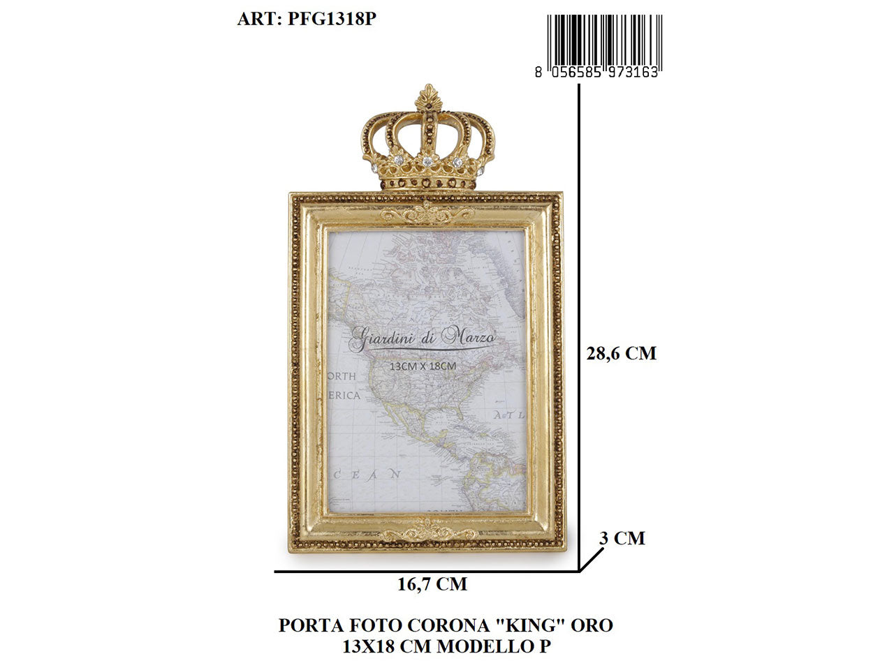 Porta foto corona king 13x18cm oro pfg1318p