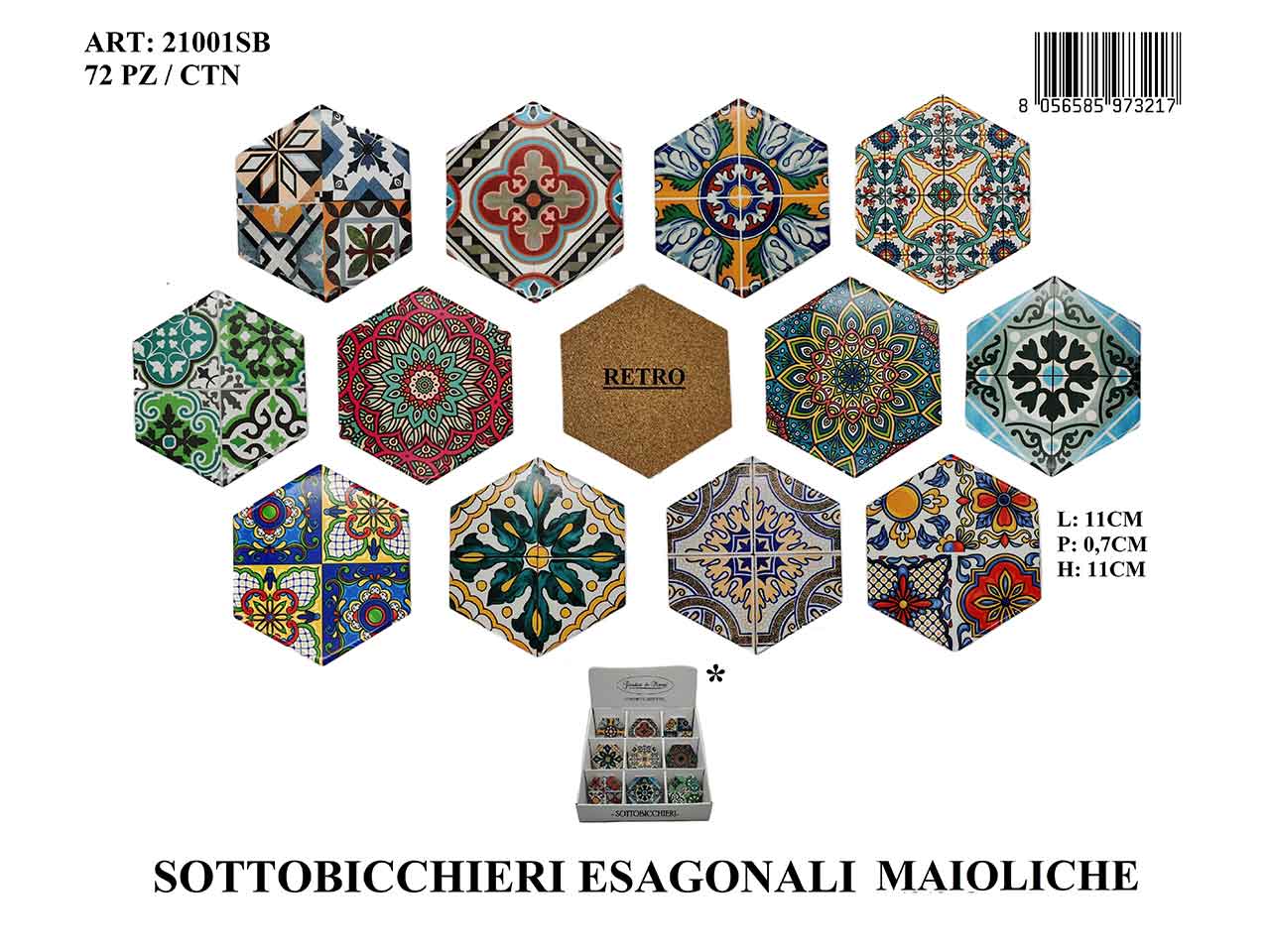 L.decoration sottobicchiere esagonale 21001sb