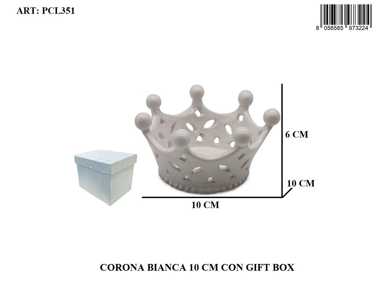 Corona bianca 10cm pcl351