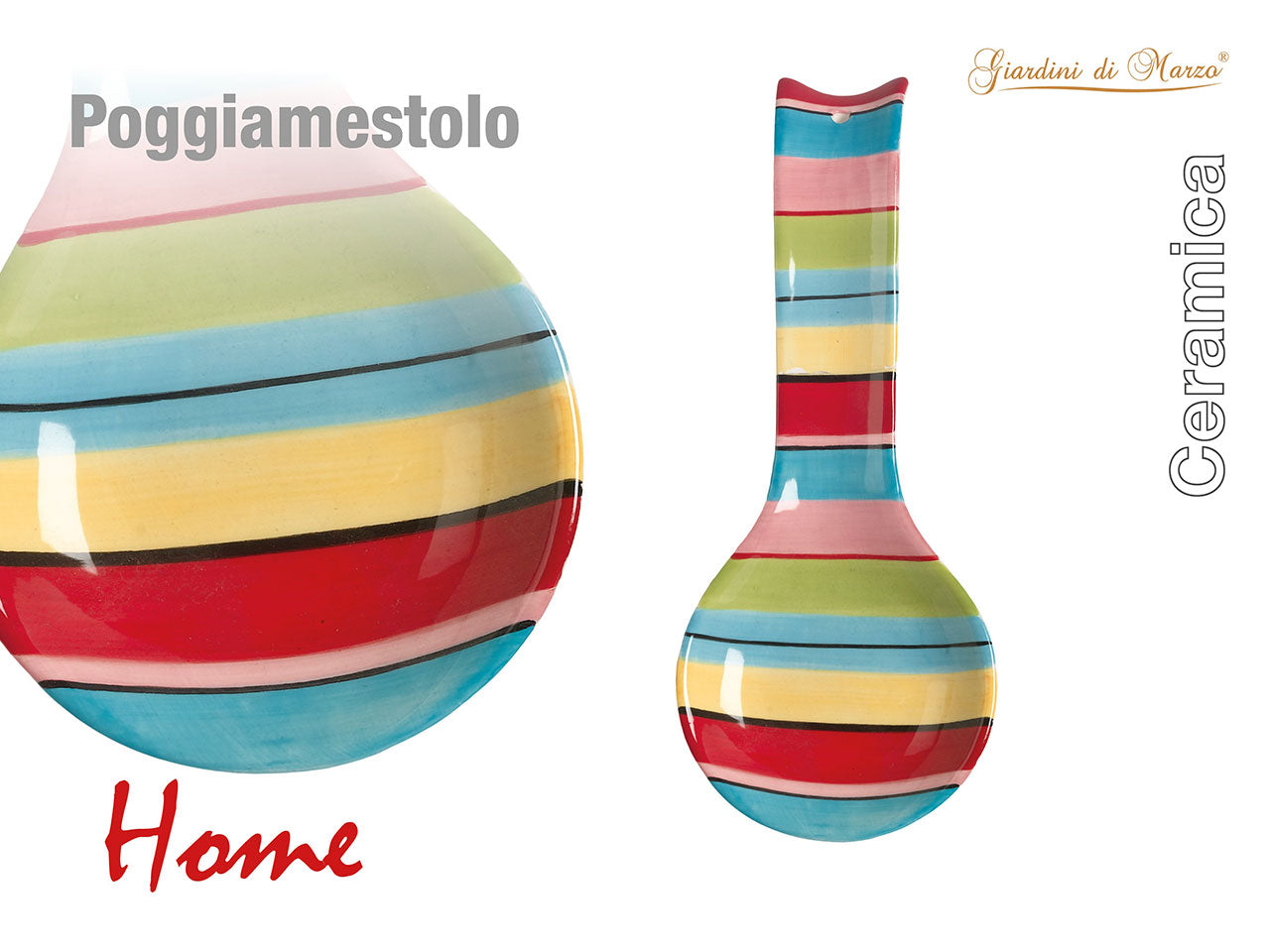 Porta mestolo con strisce colorate
