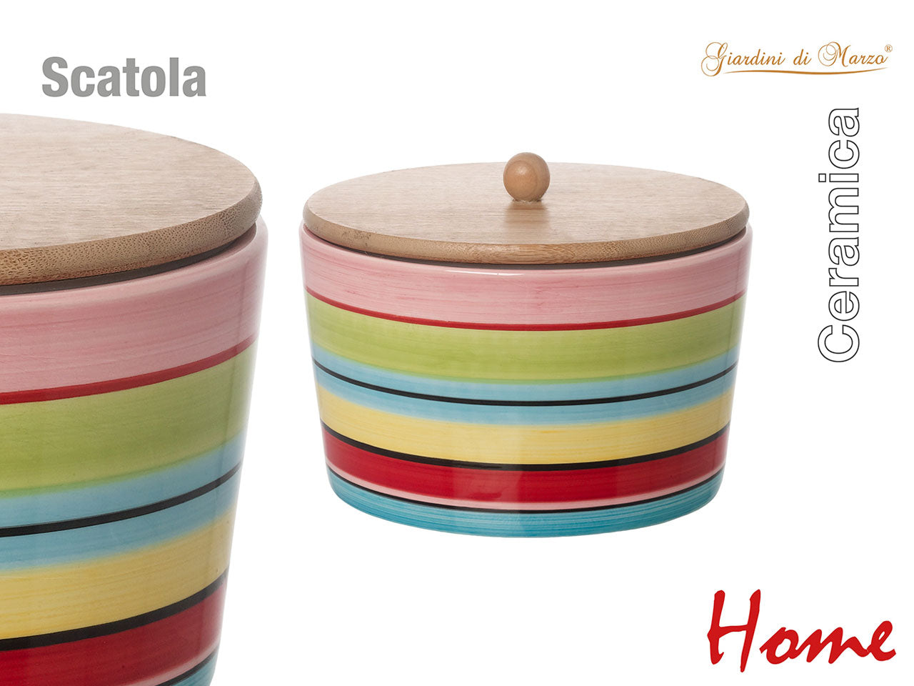 Scatola con strisce colorate