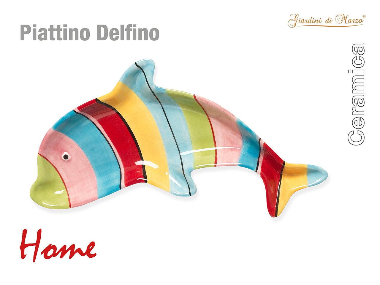 Piattino delfino con strisce colorate