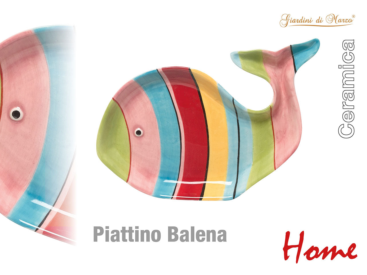Piattino balena con strisce colorate