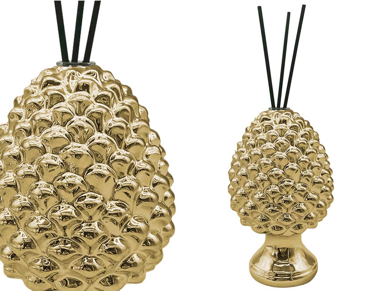 Profumatore pumo bomboniera in ceramica oro 9x14 cm - Giardini di Marzo