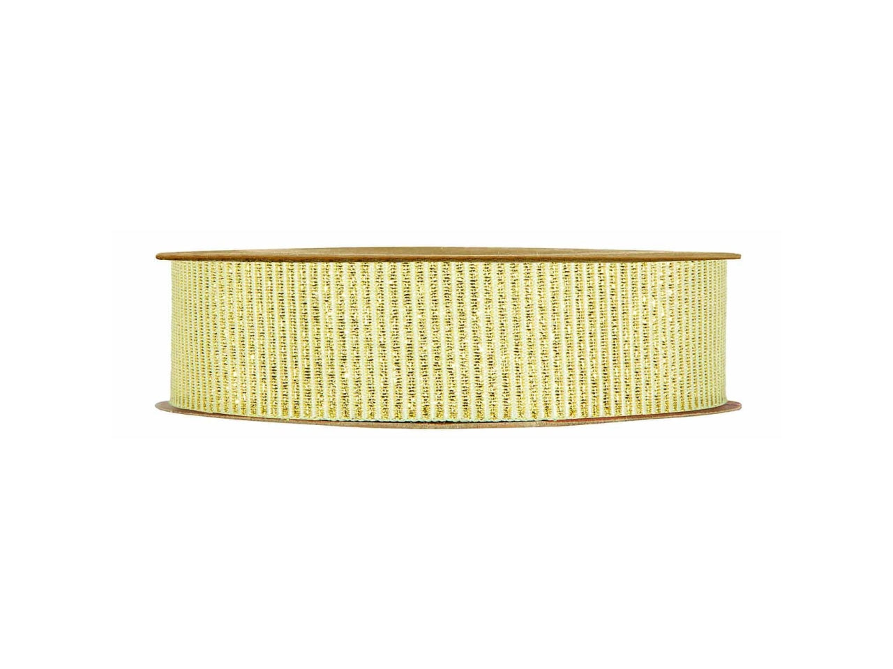Nastro regalo dorato e beige a strisce in poliestere 2,5cm x 15m - Piovaccari