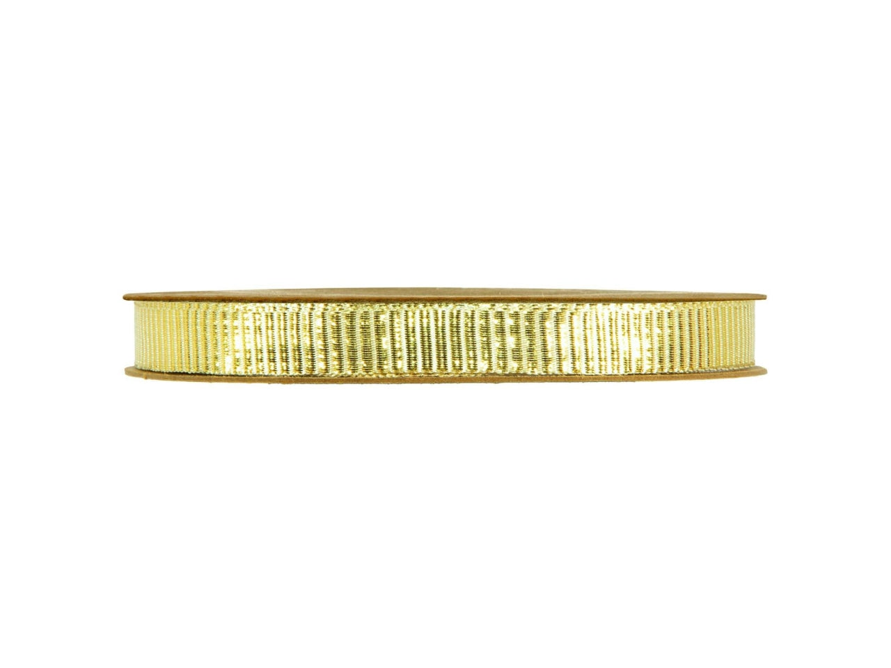 Nastro regalo dorato e beige a strisce in poliestere 1cm x 15m - Piovaccari