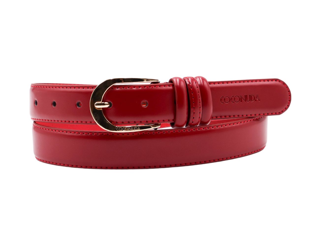 Cintura donna in pelle coconuda rosso