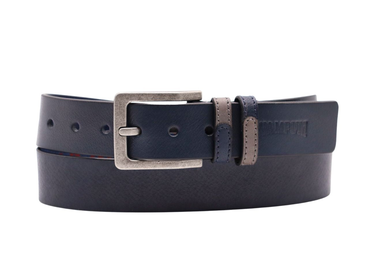 Cintura uomo in pelle wampum blu
