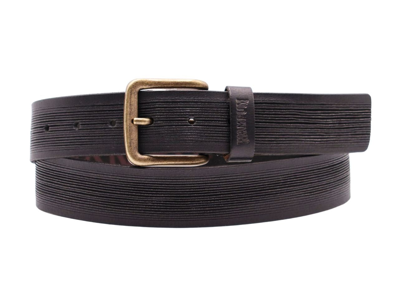 Cintura uomo in pelle wampum nero
