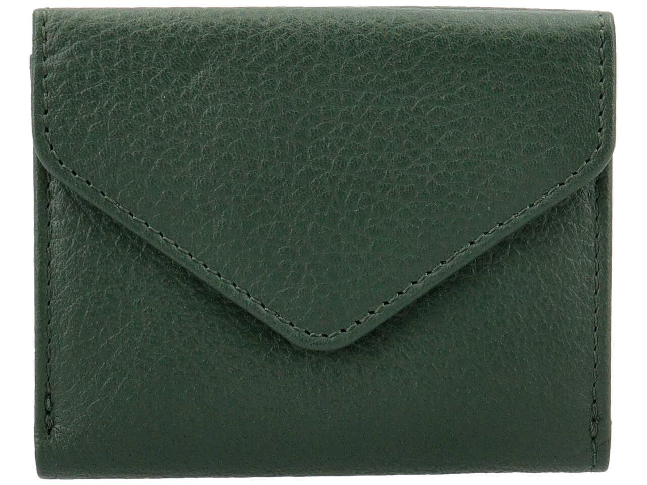 Portafoglio donna Coconuda in vera pelle verde scuro 8,5x10,5x3 cm