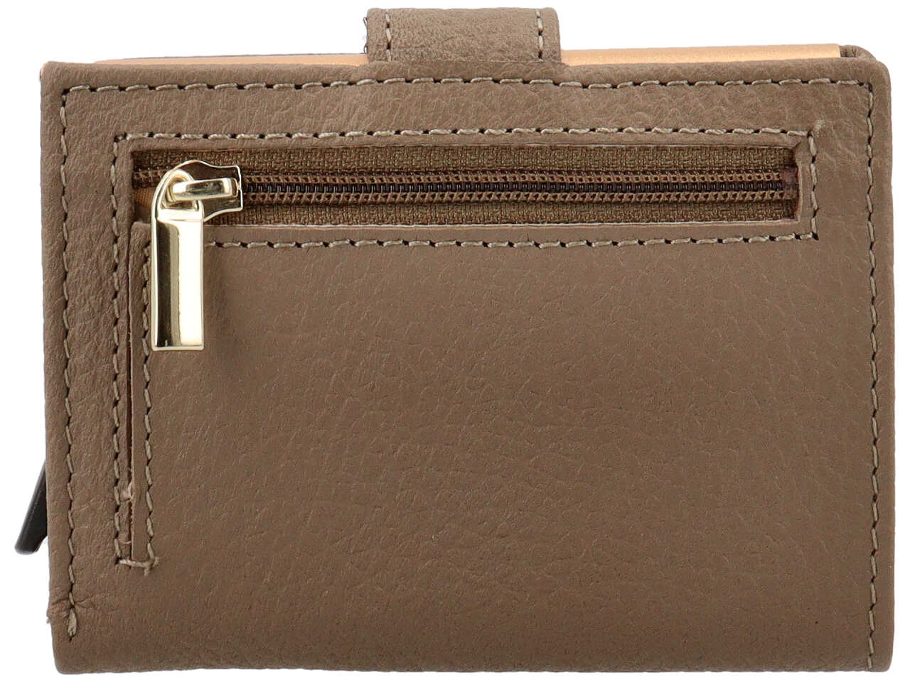 Portafoglio donna Coconuda vera pelle tortora con clip 7,5x10x2 cm