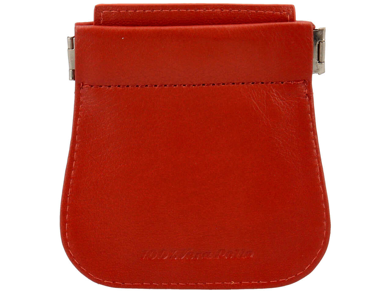 Portamonete Nazareno Gabrielli a molla in pelle rosso mattone 2 tasche 9,5x10x1 cm