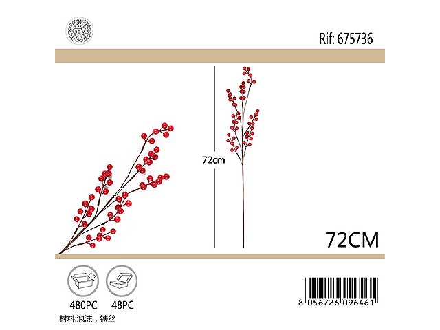 Ramo bacche rosse 72cm