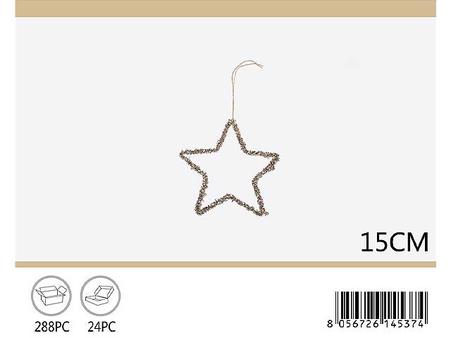 Pendente natalizio stella glitterato 15cm
