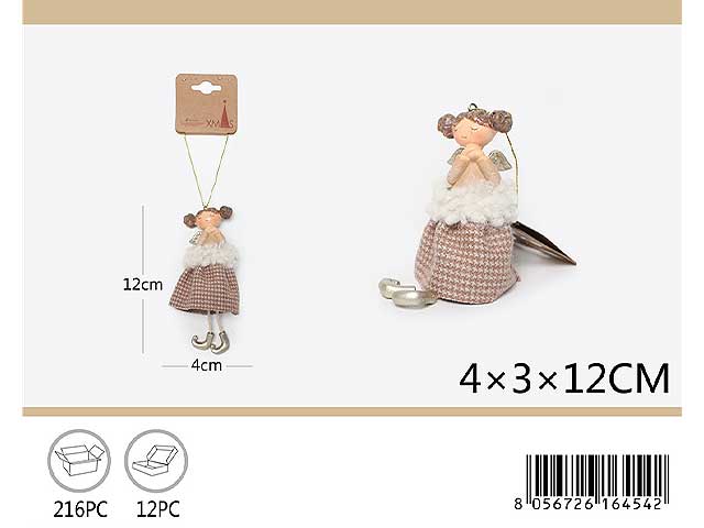 Pendente natalizio bambola angelo 12cm