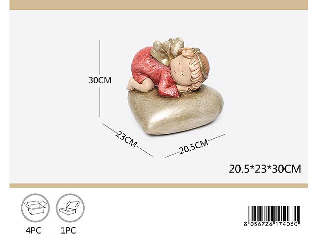 Angelo su cuore 20,5x23x30cm